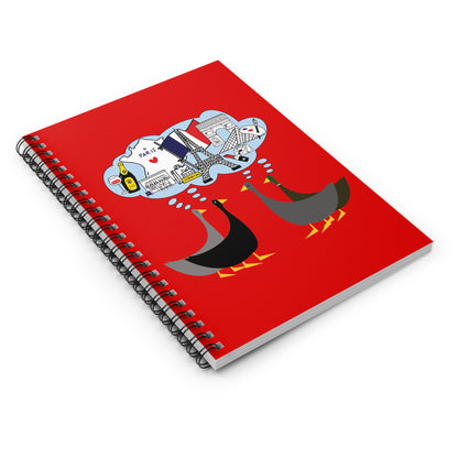 Ducks dreaming of Paris - Scarlet de0000 - Spiral Notebook - Ruled Line