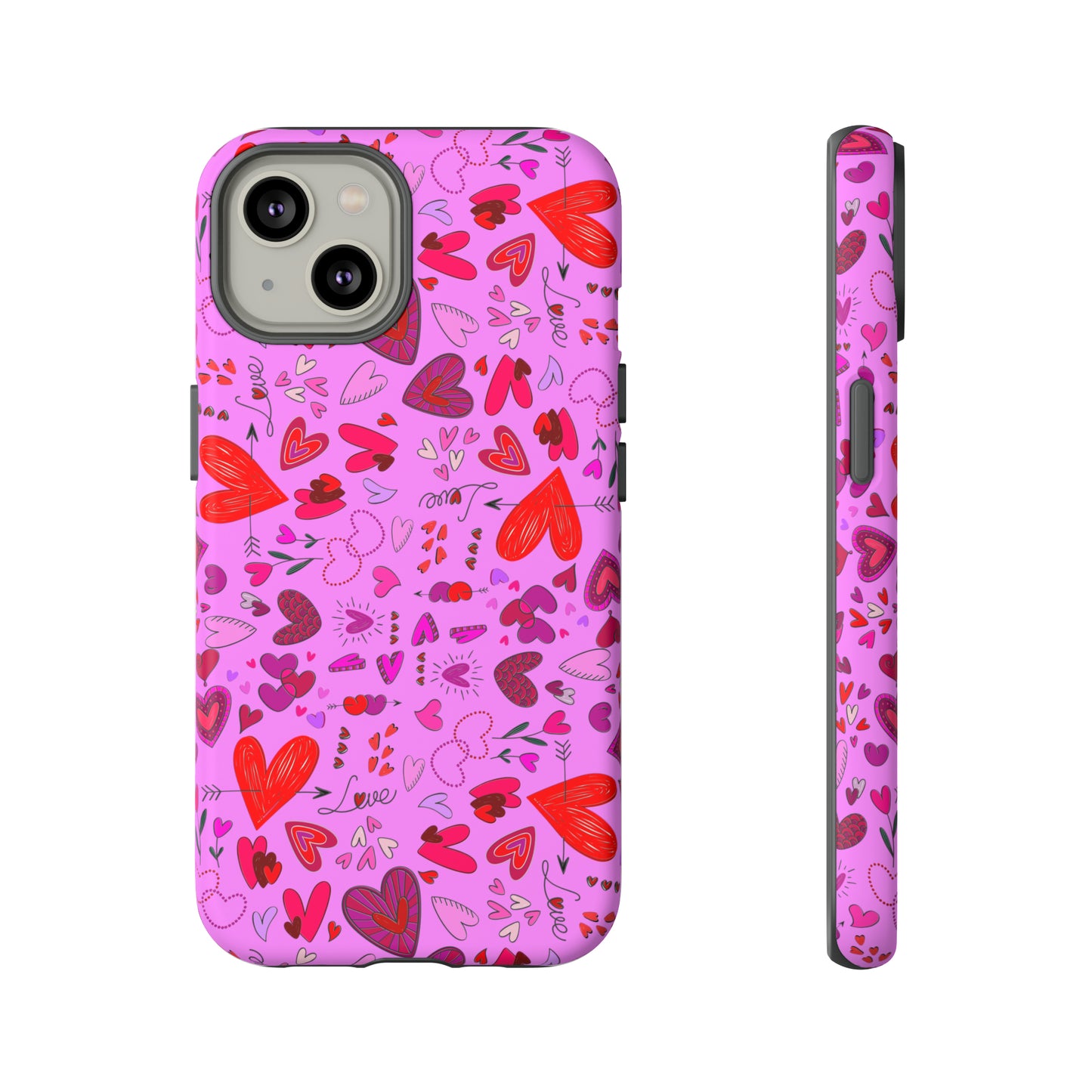 Heart Doodles - Fuschia Pink ff8eff - Tough Cases