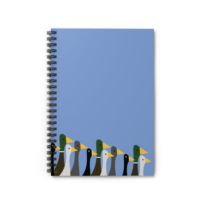 Marching Ducks - Fennel Flower 74a6ff - Spiral Notebook - Ruled Line