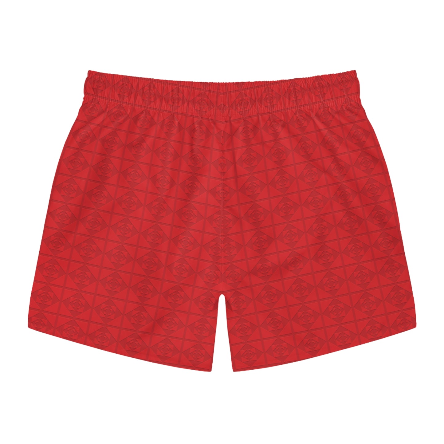 Embossed Geometric Pattern - Red - Swim Trunks