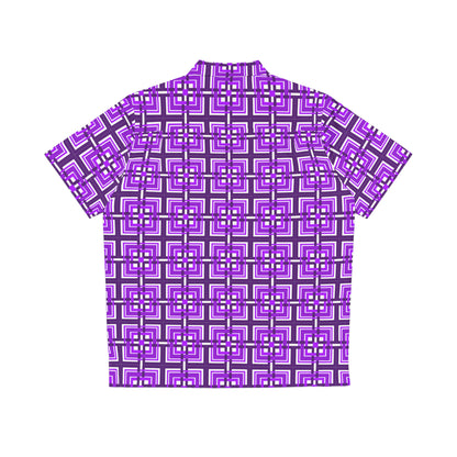 Intersecting Squares - Purple - White ffffff - Men's Hawaiian Shirt