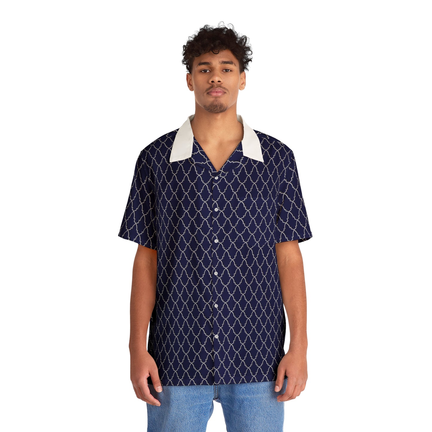 Moroccan tiles - Blue - Men's Hawaiian Shirt