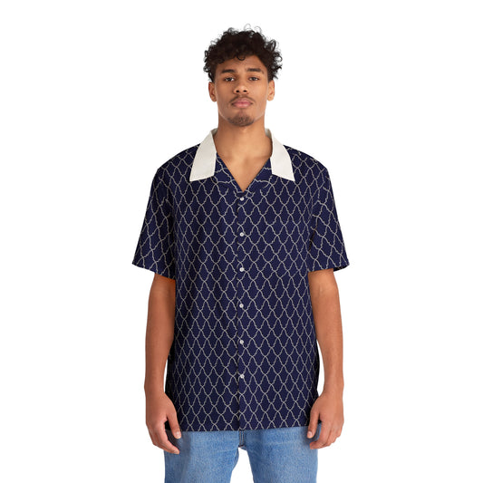 Moroccan Prints - Blue - Men's Hawaiian Shirt