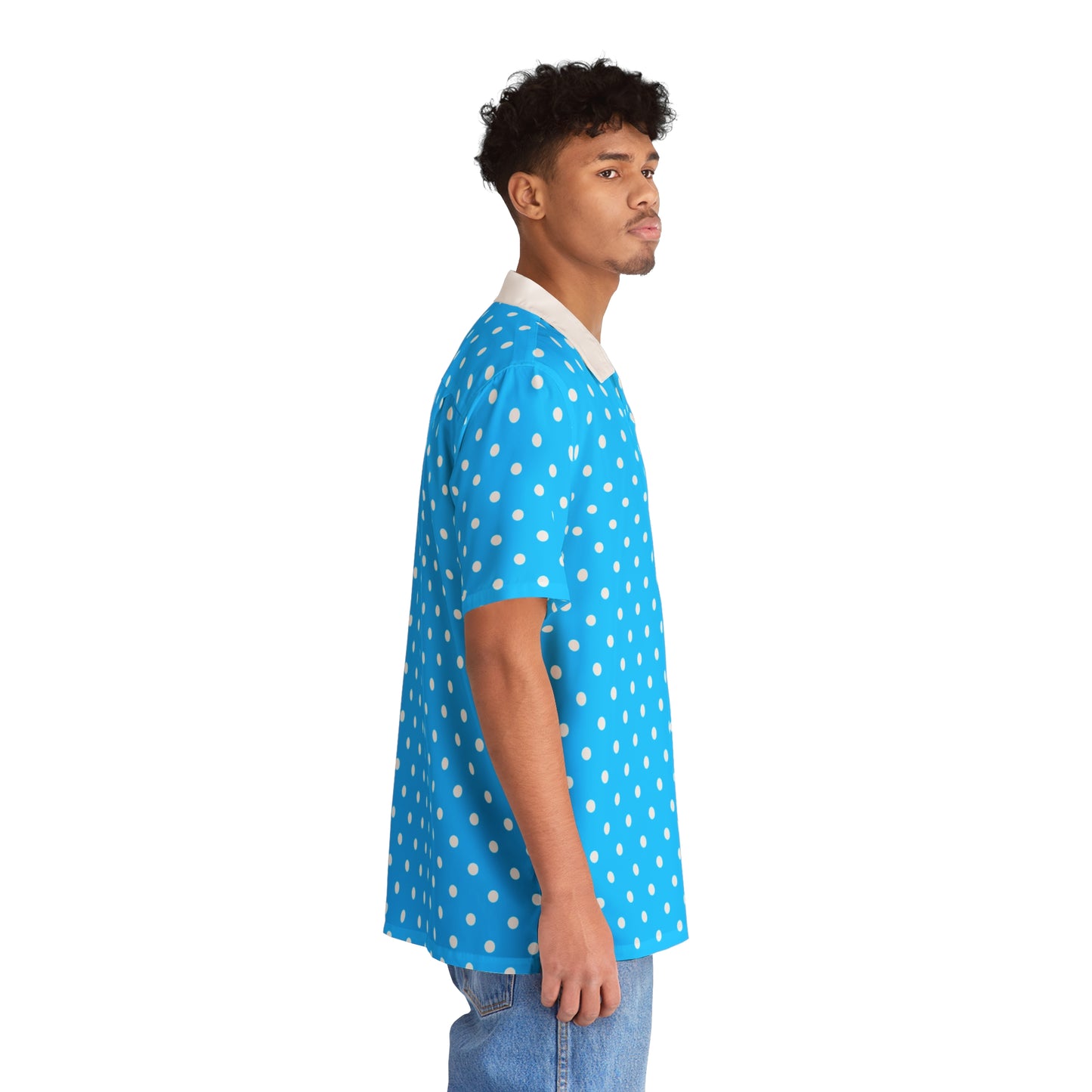 Blue with white dots - Men's Hawaiian Shirt