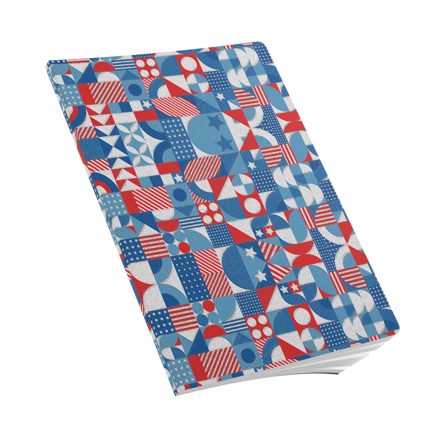 Red White and Blue Bold Pattern - Oil Paint Texture - Softcover Journal