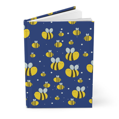 Lots of Bees - Big Print - Blue 0c3f8b - Hardcover Journal Matte