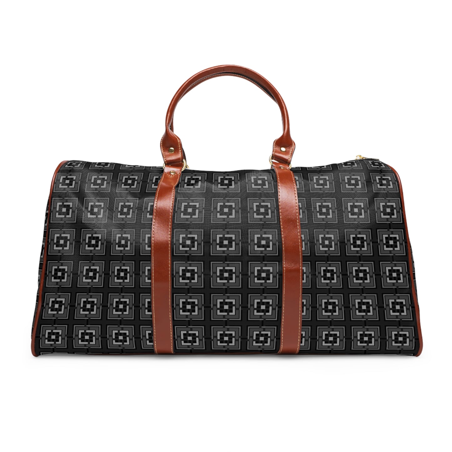 Intersecting Squares - Gray - Black 000000 - Waterproof Travel Bag