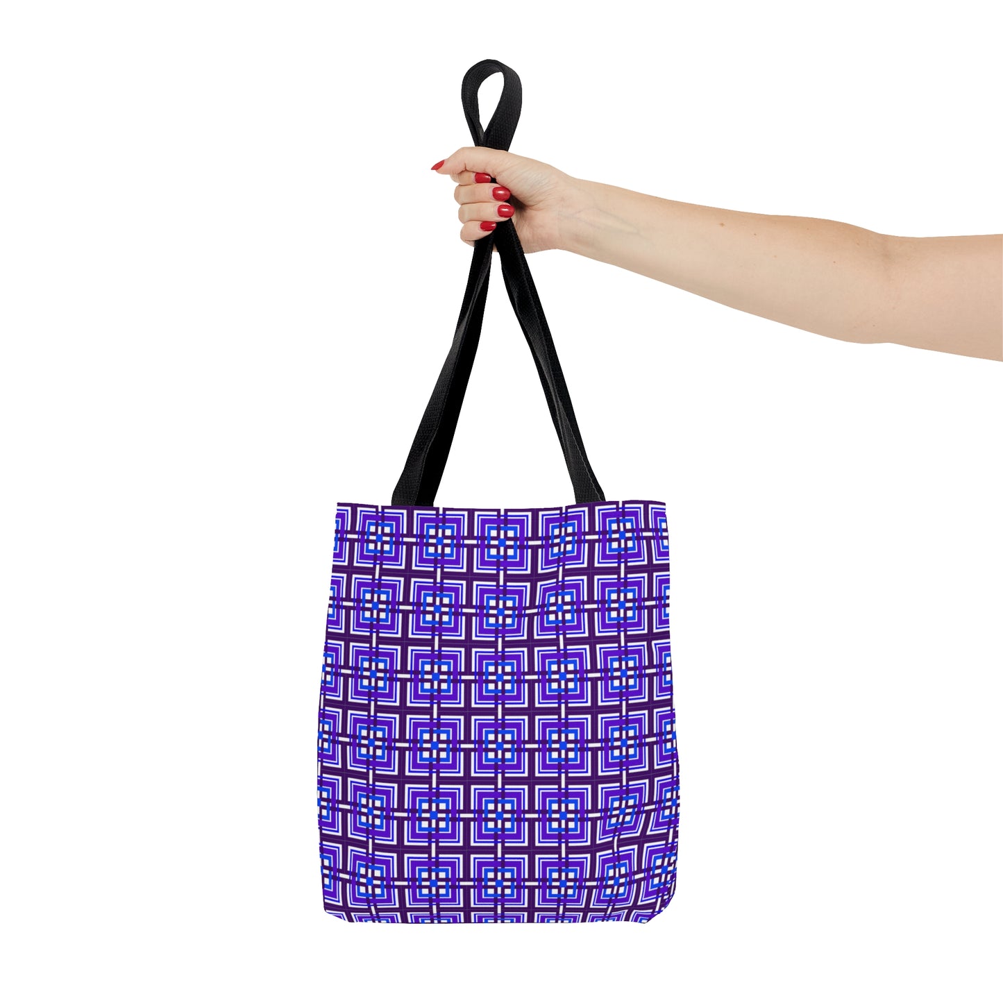 Intersecting Squares - Purple Blue - White ffffff - Tote Bag