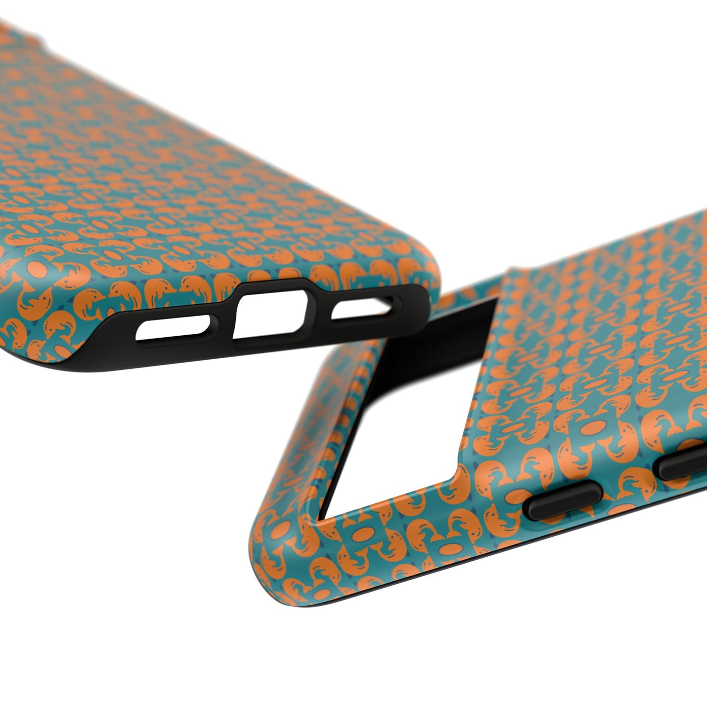 Playful dolphins - Orange - Aqua 008E97 - Tough Cases