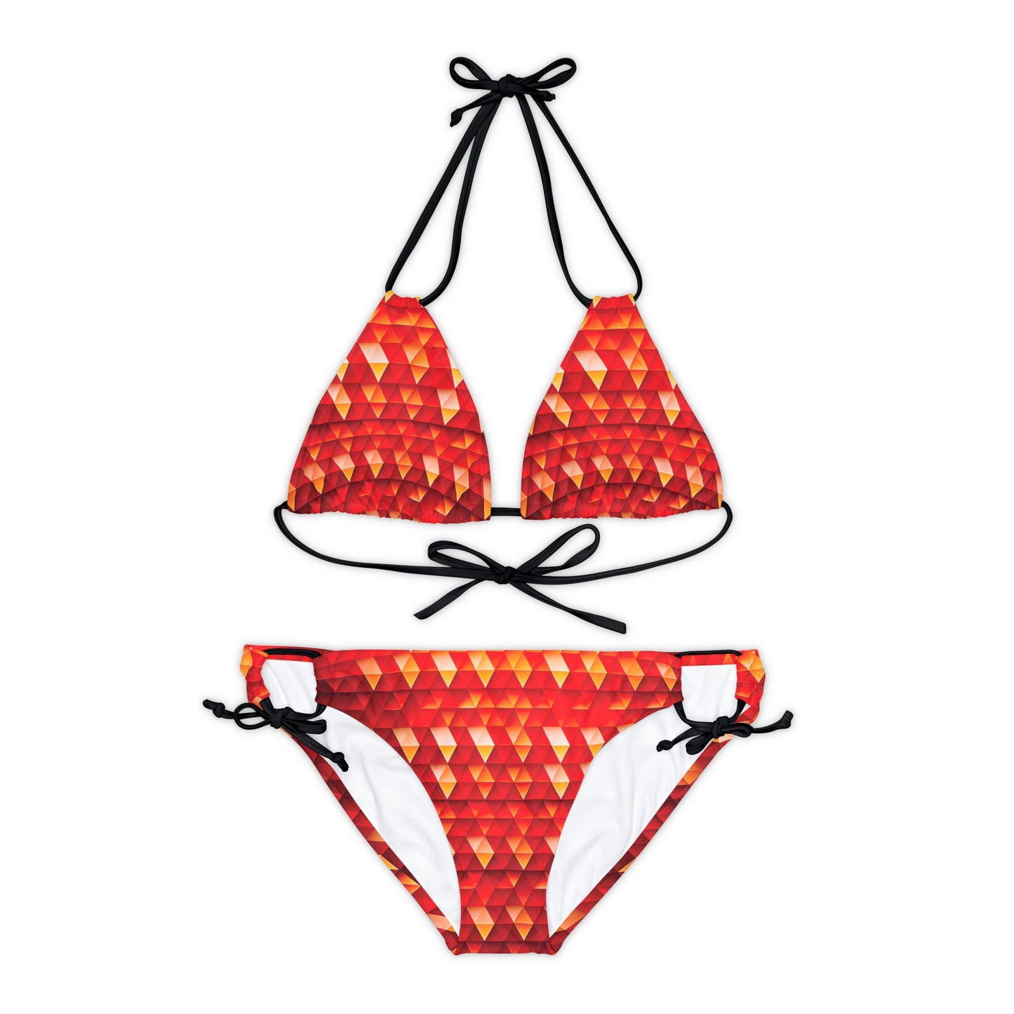 Geometric Flame - Red Triangles - Boston University Red d00000 - Strappy Bikini Set