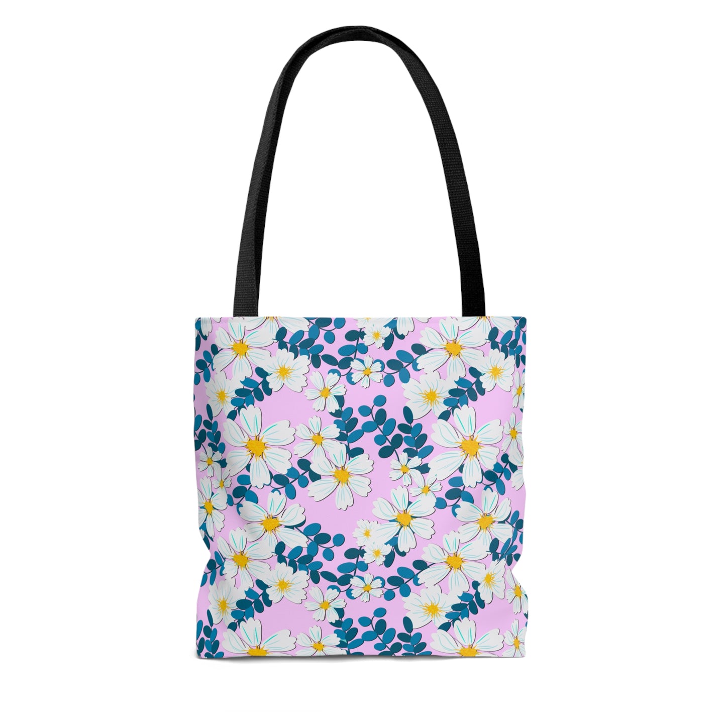 White Flowers on Pink - Tote Bag