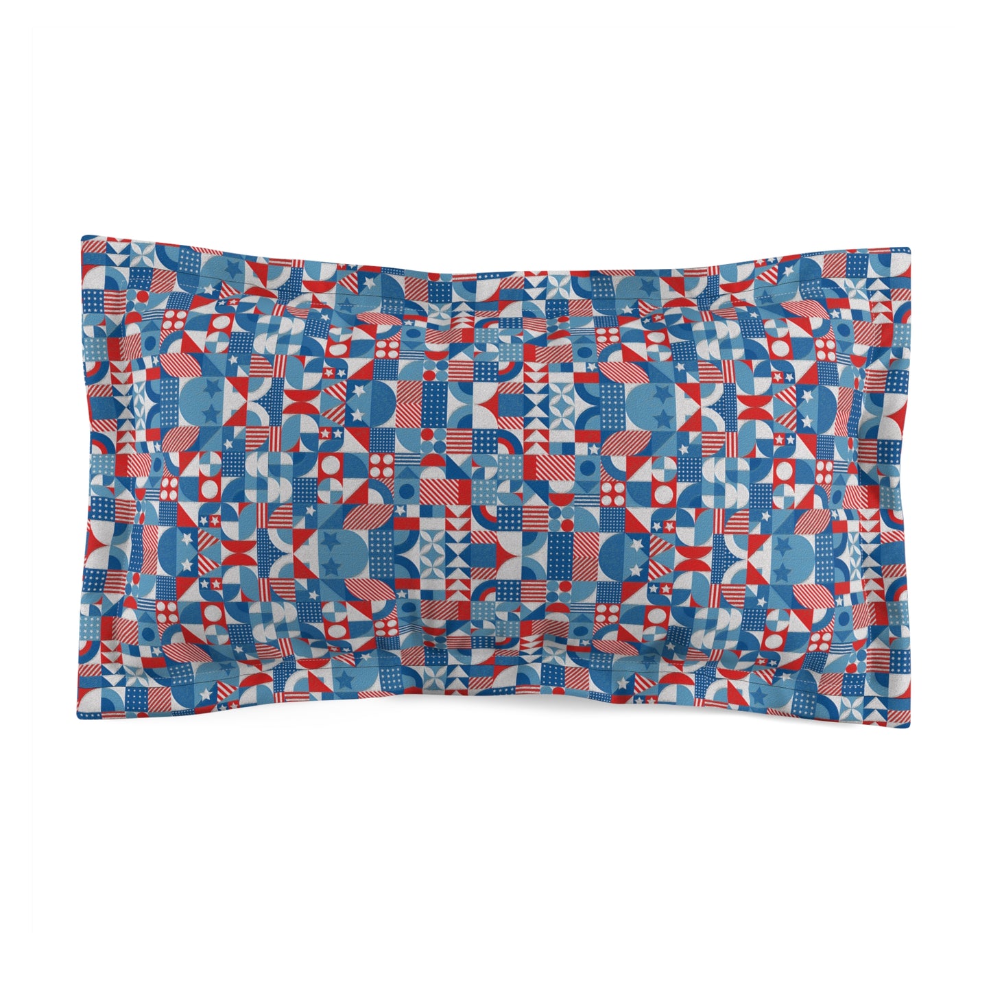 Red White and Blue Bold Pattern - Oil Paint Texture - Microfiber Pillow Sham