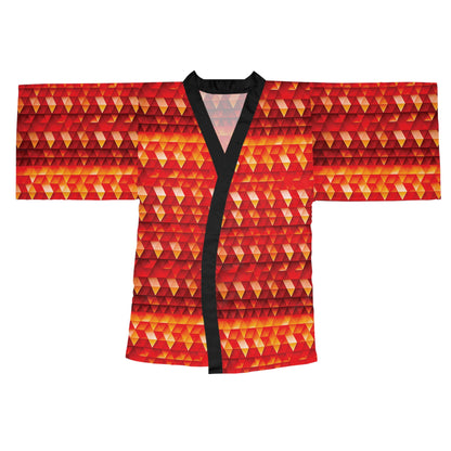 Geometric Flame - Red Triangles - Long Sleeve Kimono Robe