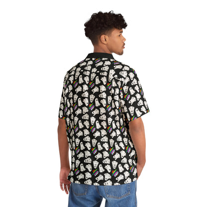 Boo - Ghosts - Pride - Halloween - Black 000000 - Men's Hawaiian Shirt