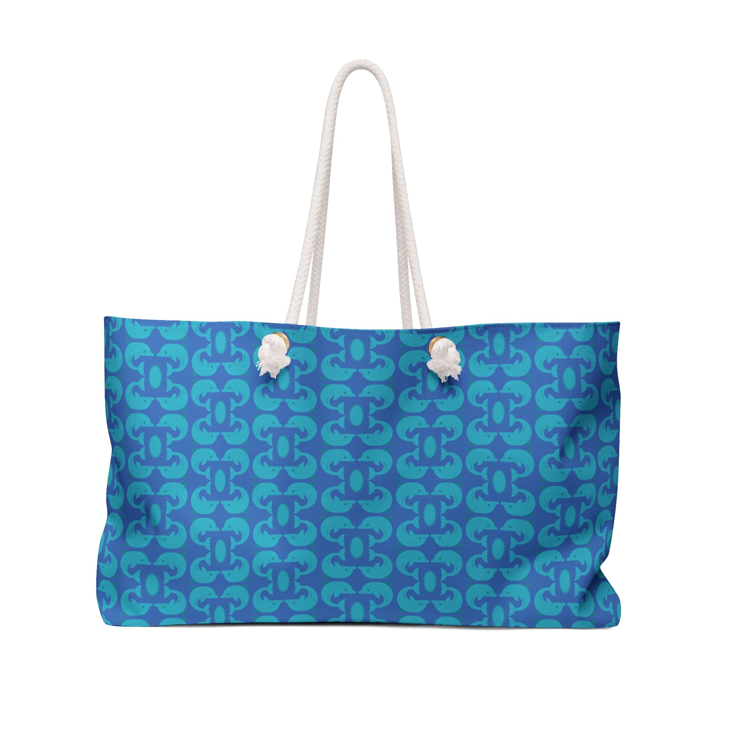 Playful Dolphins - Maximum Blue Green 33cccc - Azure 0080FF - Weekender Bag