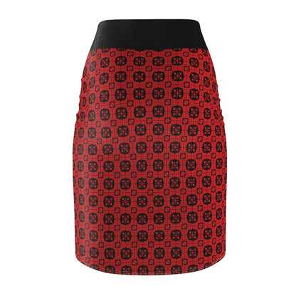 Letter Art - B - Red - Black 000000 - Women's Pencil Skirt (AOP)