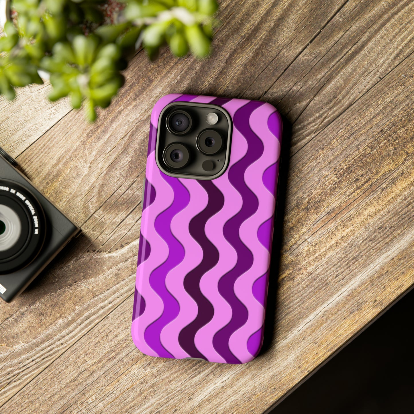 Vertical retro wavy purple and pink - Tough Cases