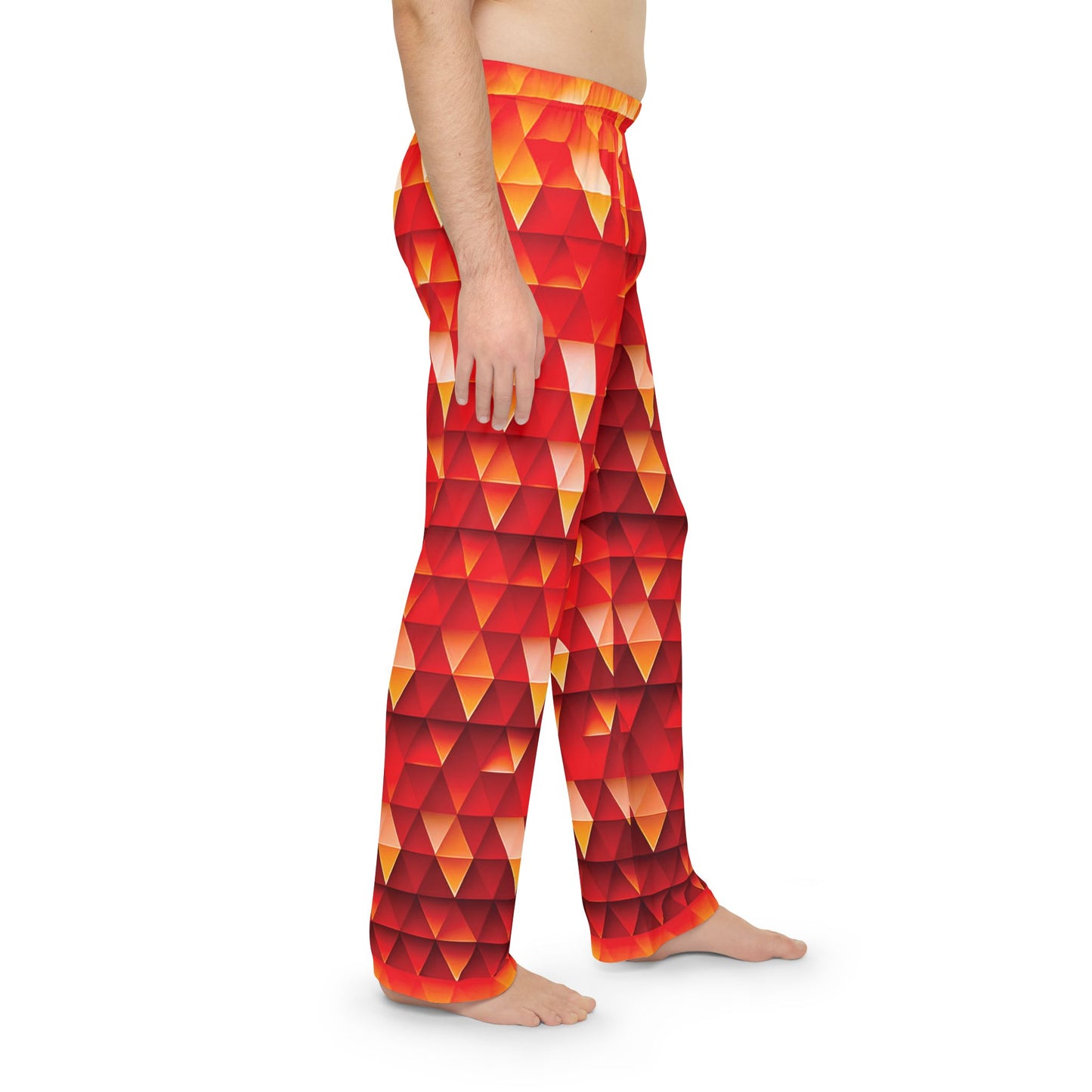 Geometric Flame - Red Triangles - Men's Pajama Pants