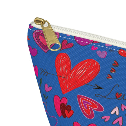 Heart doodles - Denim 0066cc - Accessory Pouch w T-bottom