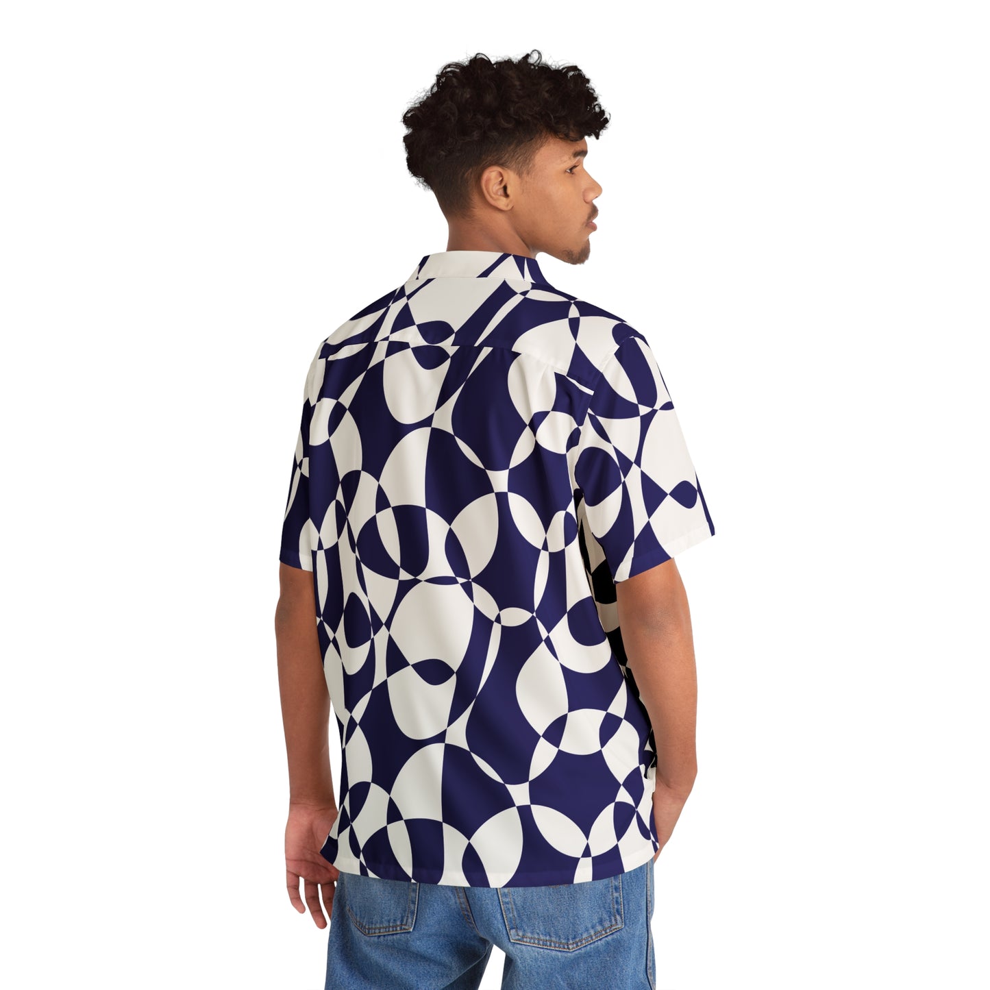 Sapphire Swirl - White - Men's Hawaiian Shirt