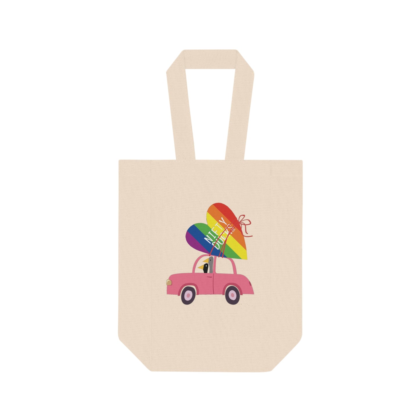 Ducks delivering a lot of love - Pride - Double Wine Tote Bag