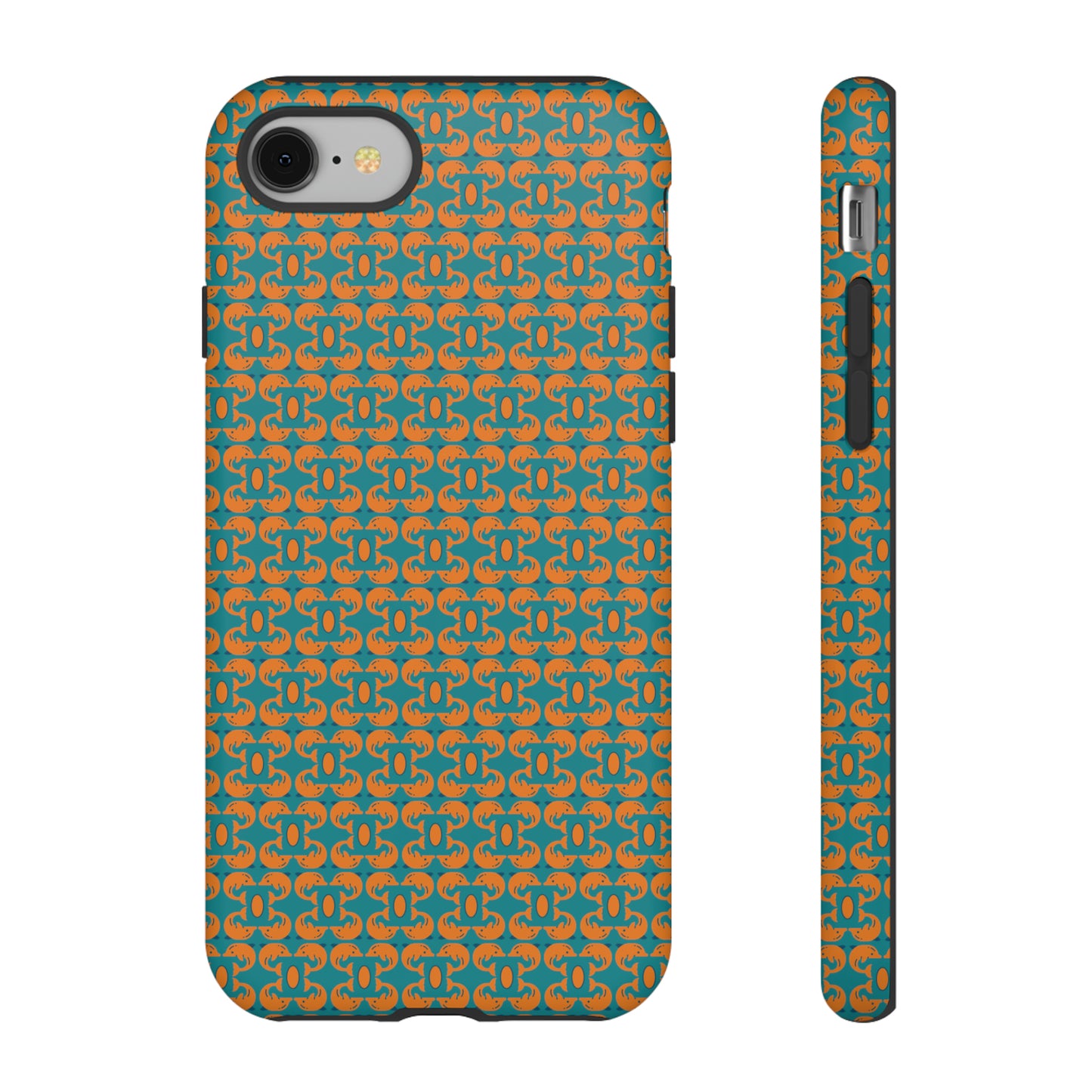 Playful dolphins - Orange - Aqua 008E97 - Tough Cases