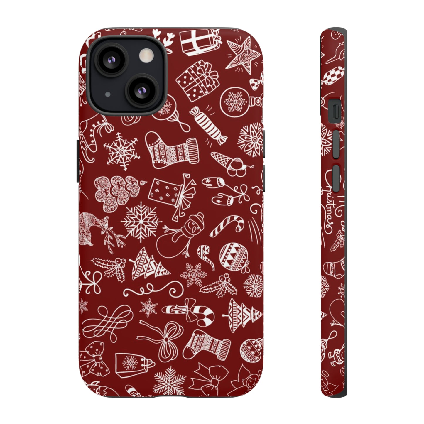 Christmas doodles on red - Tough Cases