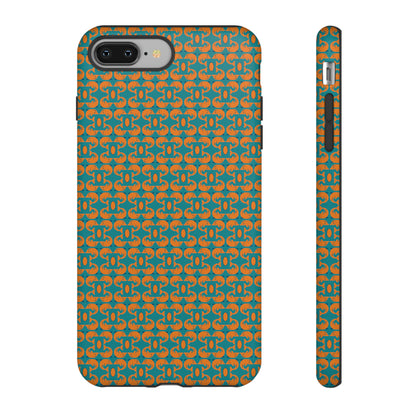 Playful dolphins - Orange - Aqua 008E97 - Tough Cases