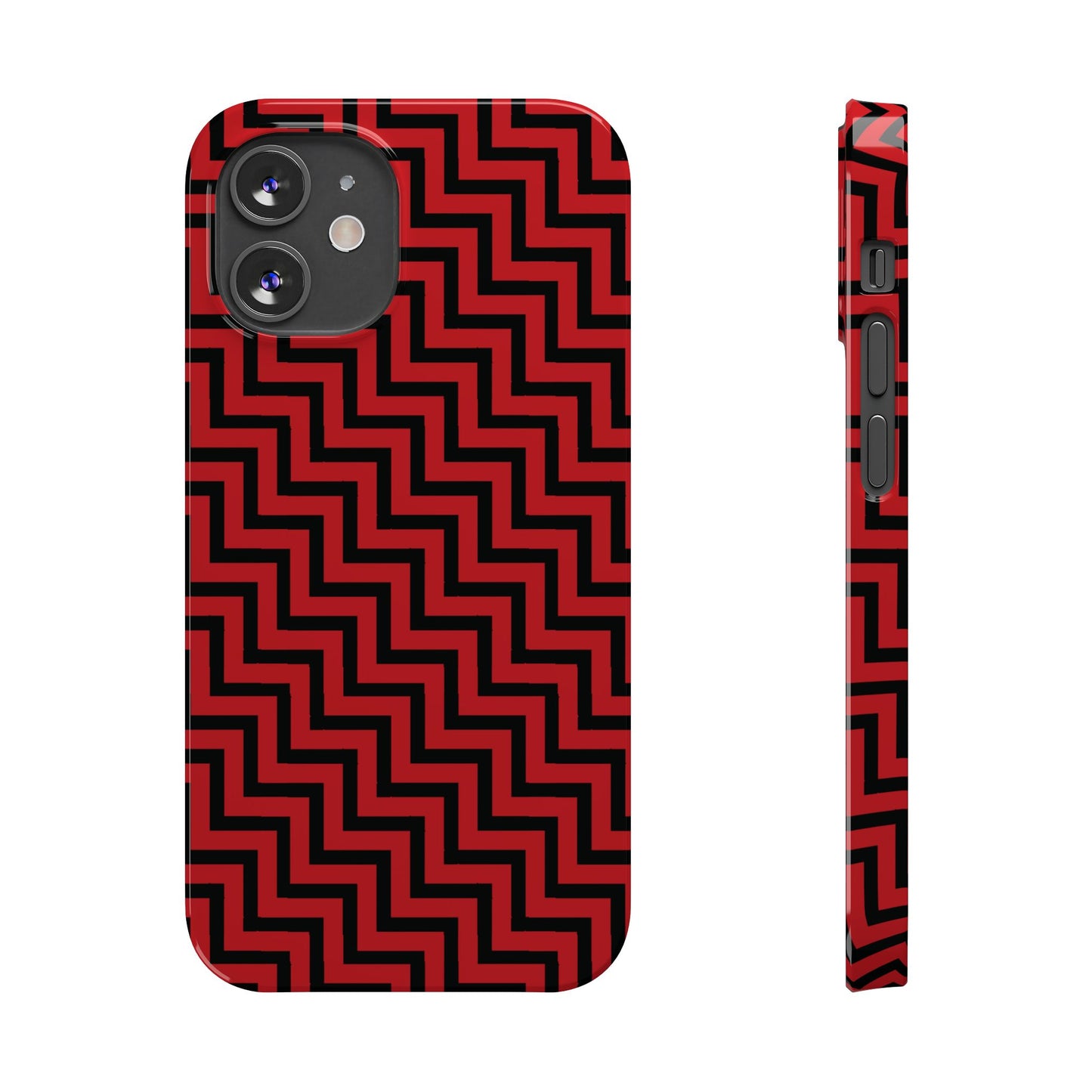 Zigs and Zags - Black - Scarlet - Slim Phone Cases