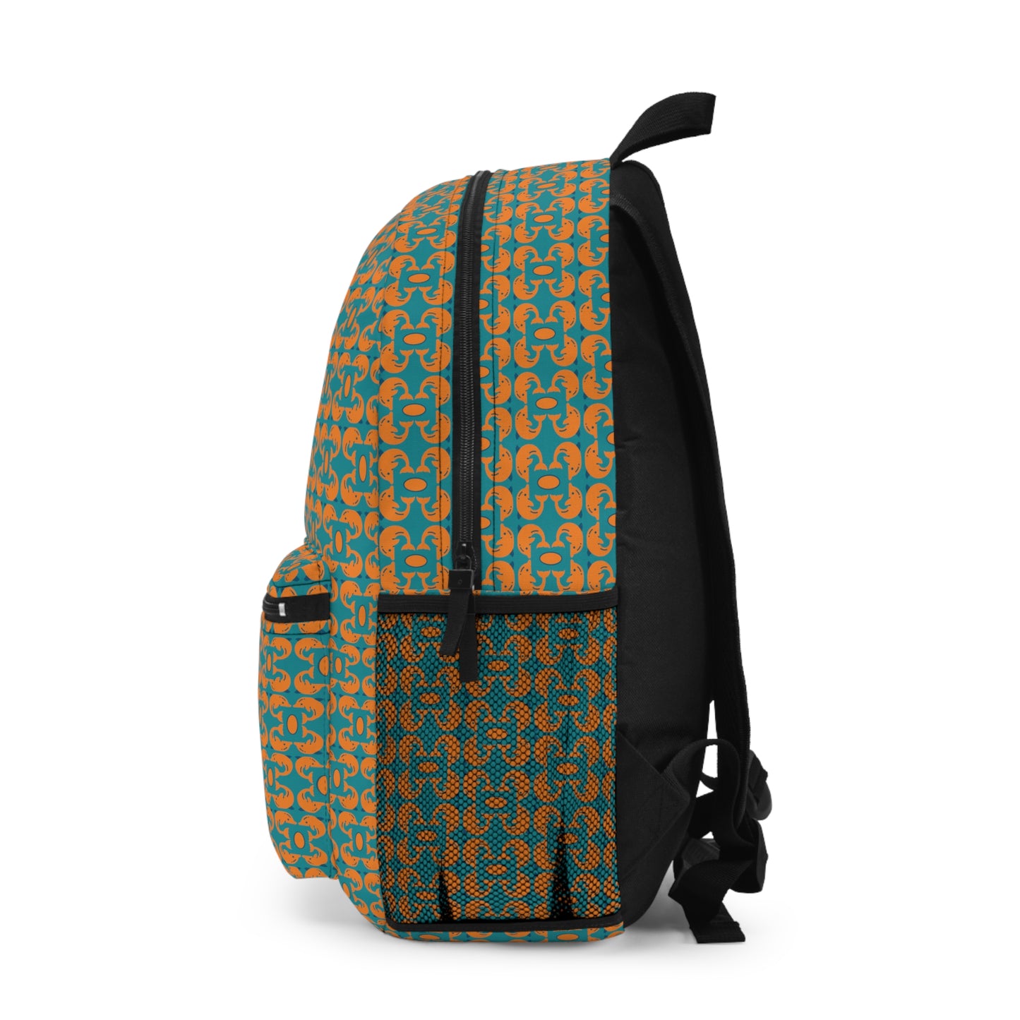 Playful dolphins - Orange - Aqua 008E97 - Backpack