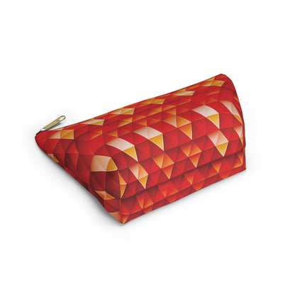 Geometric Flame - Red Triangles - Boston University Red d00000 - Accessory Pouch w T-bottom