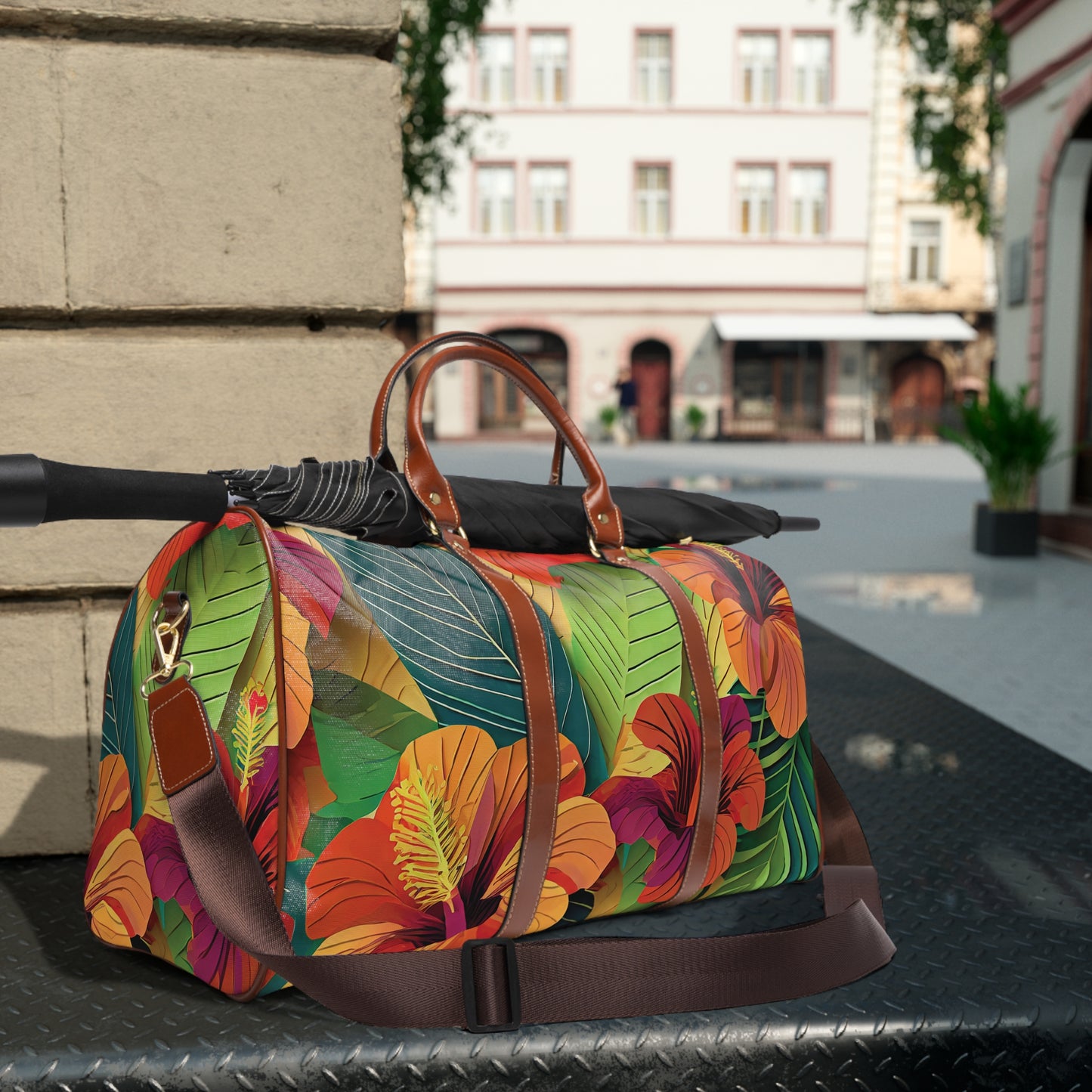 Hibiscus4 - Waterproof Travel Bag