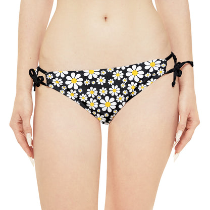 Ducks in Daisies - Black 000000 - Strappy Bikini Set