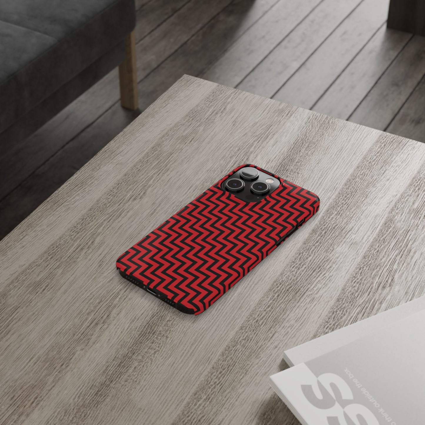 Zigs and Zags - Black - Scarlet - Slim Phone Cases