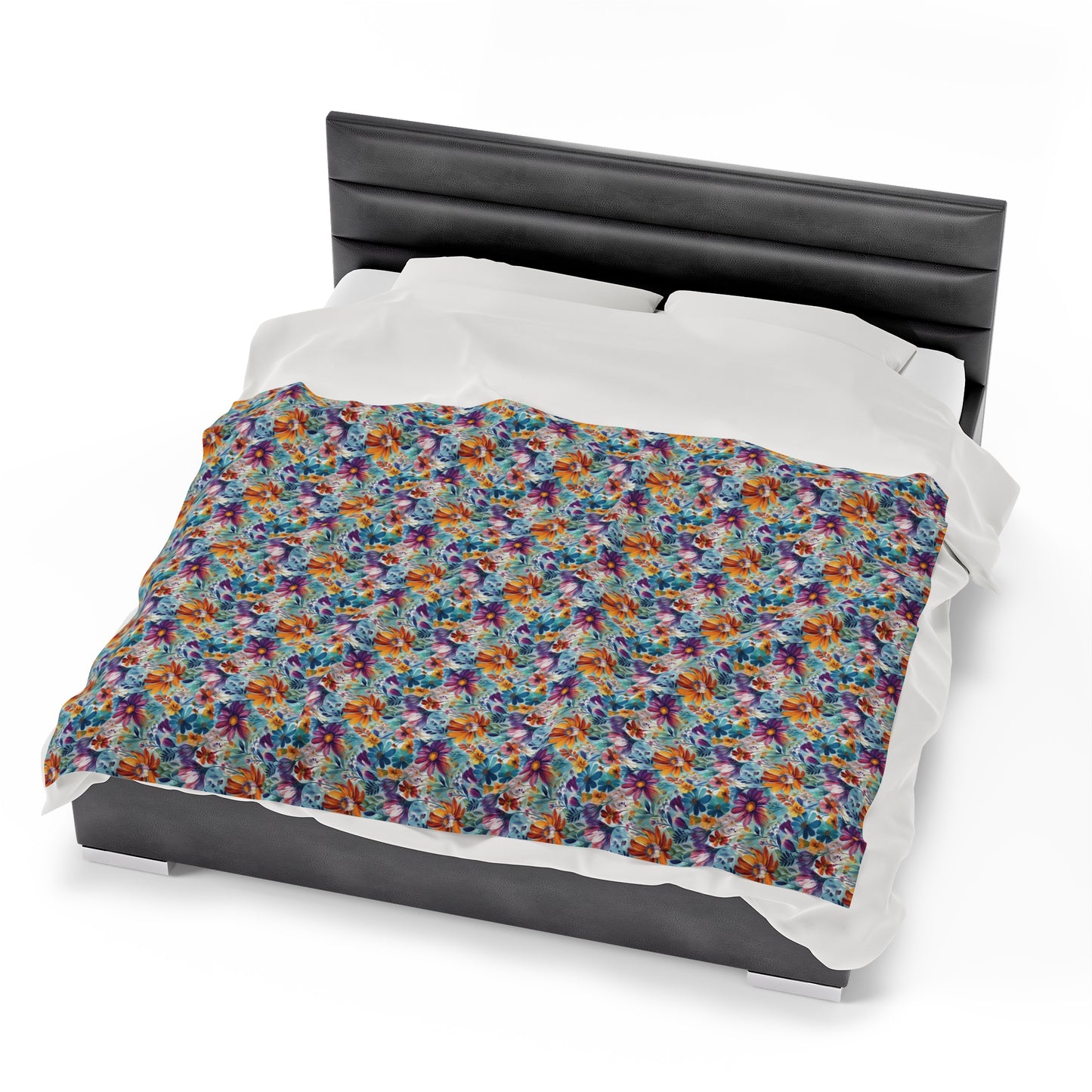 Wild Flowers - AI Generated - Velveteen Plush Blanket