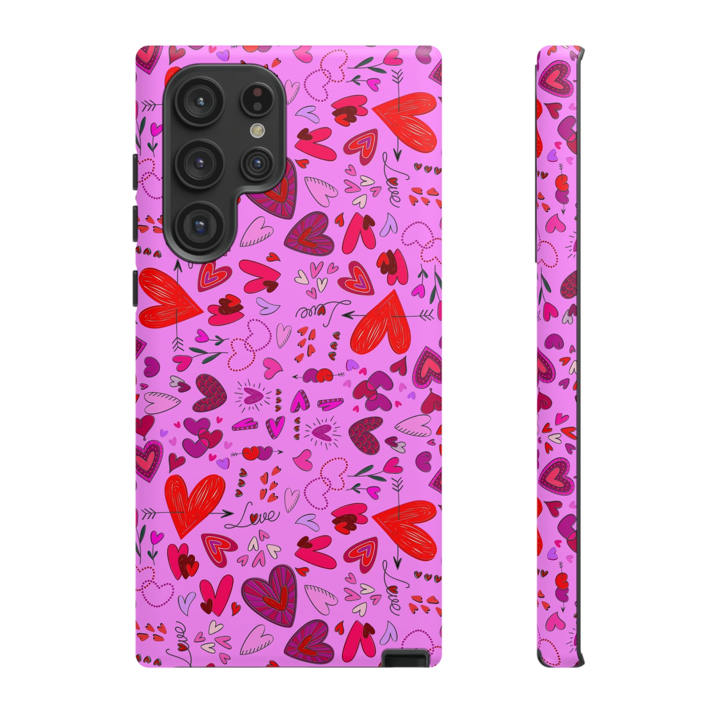 Heart Doodles - Fuschia Pink ff8eff - Tough Cases