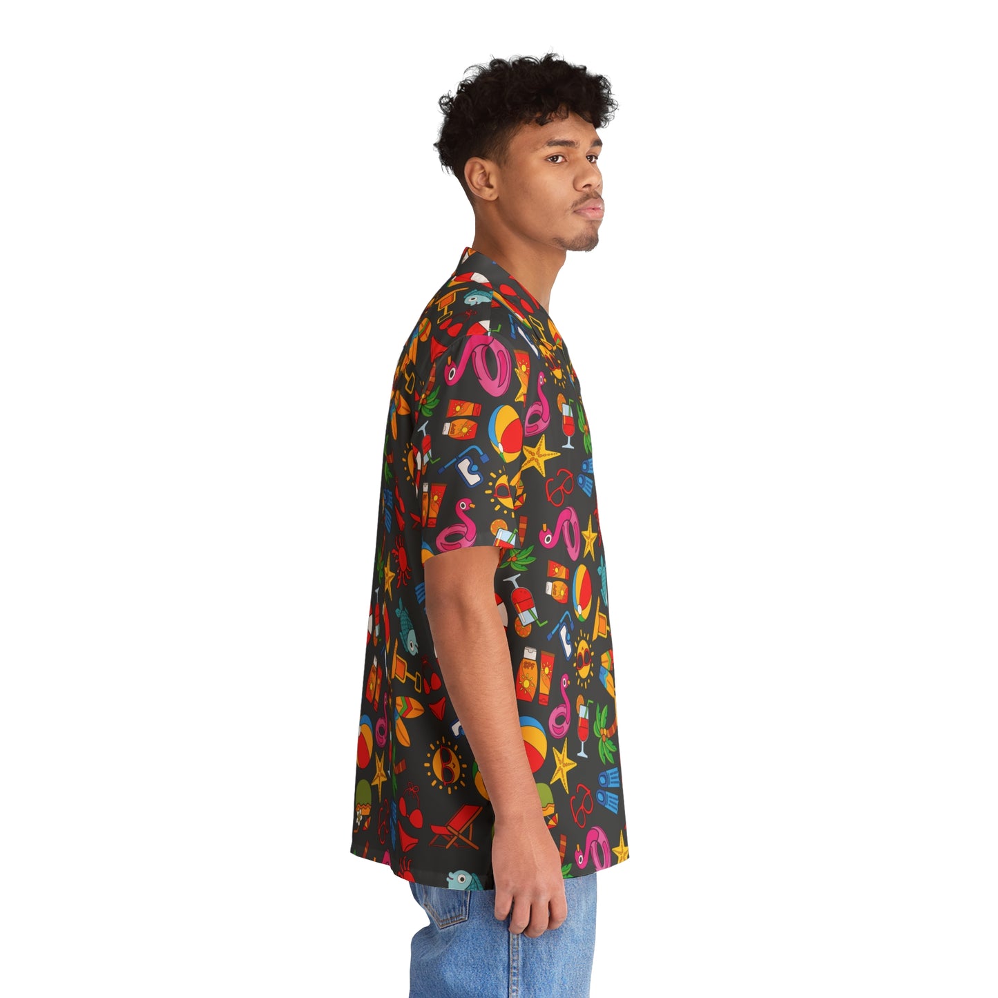 Summer Vibes - Black 000000 - Men's Hawaiian Shirt