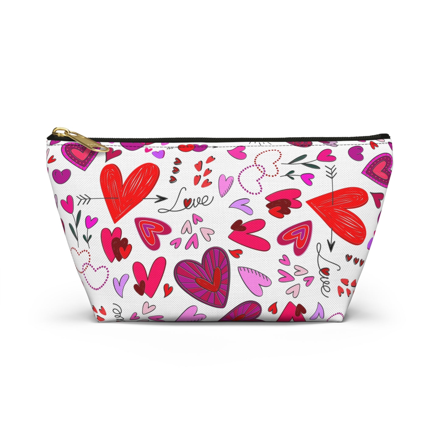 Heart Doodles - White ffffff - Accessory Pouch w T-bottom