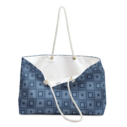 Charcoal - Weldon Blue Squares - Weekender Bag