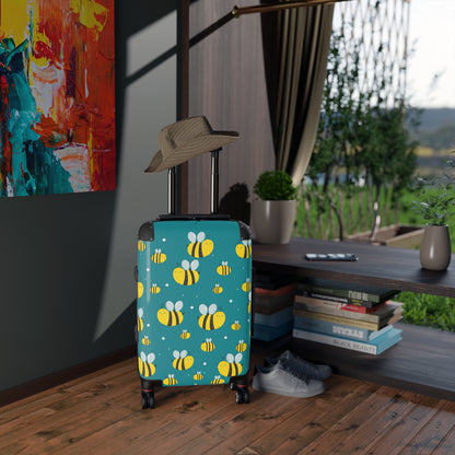 Lots of Bees - Aqua 008E97 - Suitcase