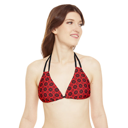 Letter Art - B - Red - Black 000000 - Strappy Bikini Set