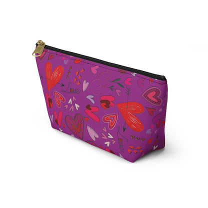 Heart doodles - Deep Magenta B805AE - Accessory Pouch w T-bottom