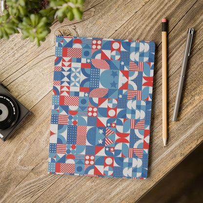 Red White and Blue Bold Pattern - Oil Paint Texture - Softcover Journal