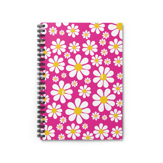 Ducks in Daisies - Mean Girls Lipstick ff00a8 - Spiral Notebook - Ruled Line