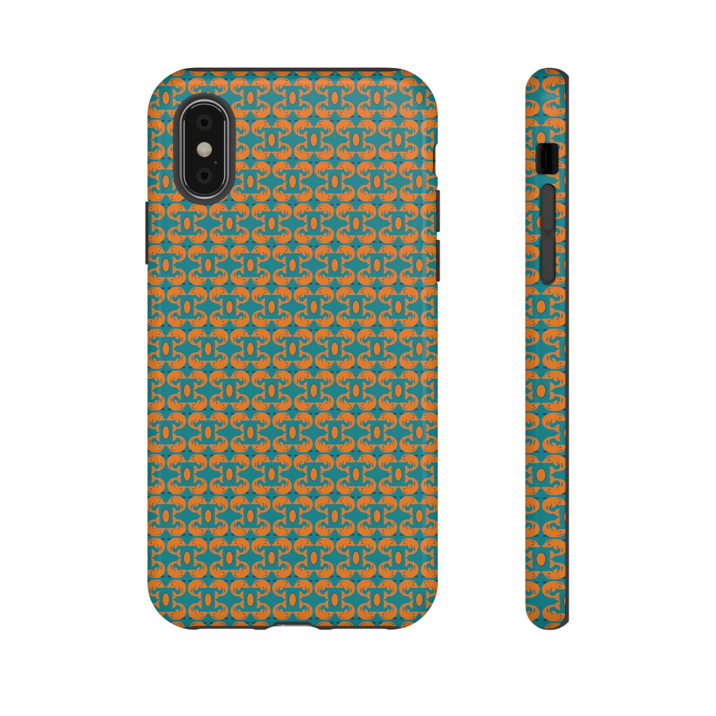 Playful dolphins - Orange - Aqua 008E97 - Tough Cases