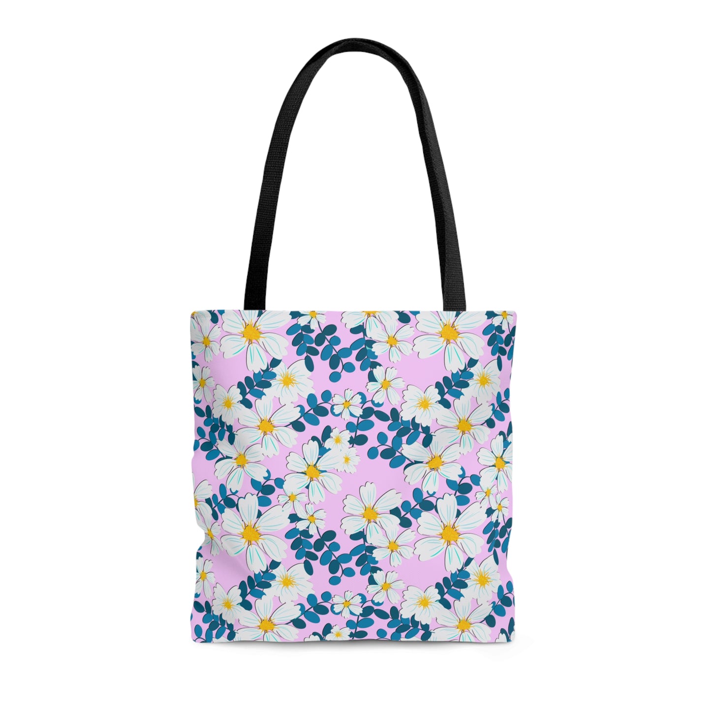 White Flowers on Pink - Tote Bag