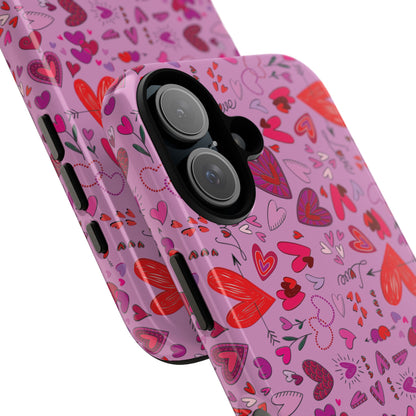 Heart Doodles - Fuschia Pink ff8eff - Tough Cases