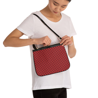 Pixel Petals - Black - Scarlet - Small Shoulder Bag