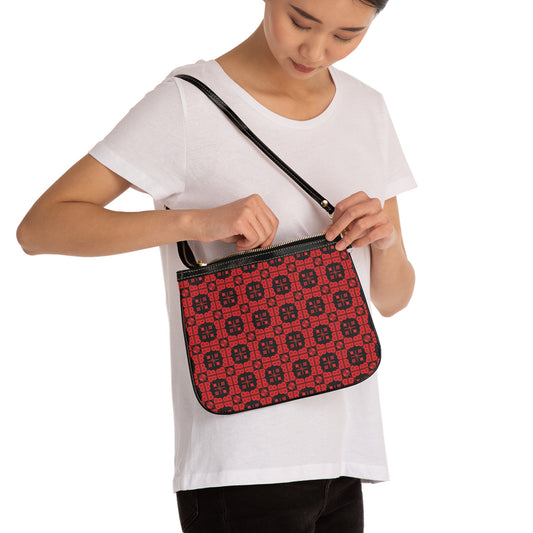 Letter Art - B - Red - Black 000000 - Small Shoulder Bag