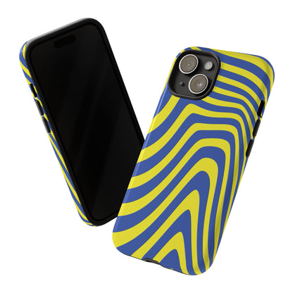 Retro wavy - yellow and blue - Tough Cases